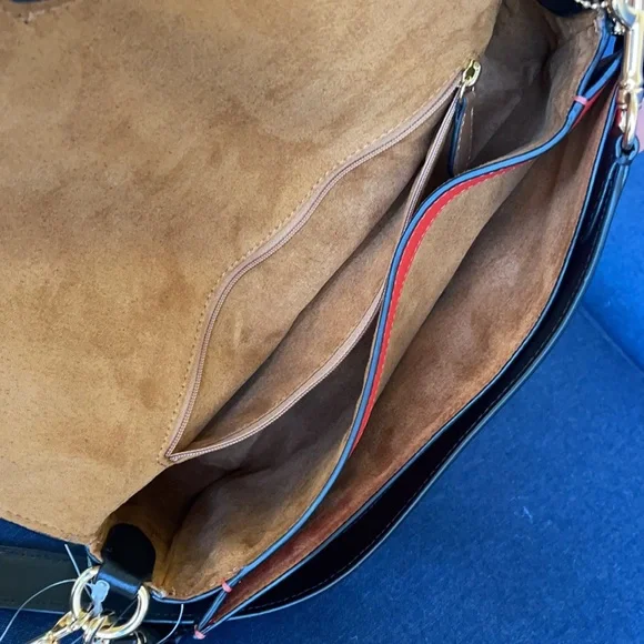 COACH Georgie Shoulder Bag In Colorblock Color: Gold/Bright Poppy Multi - Picture 12 of 16